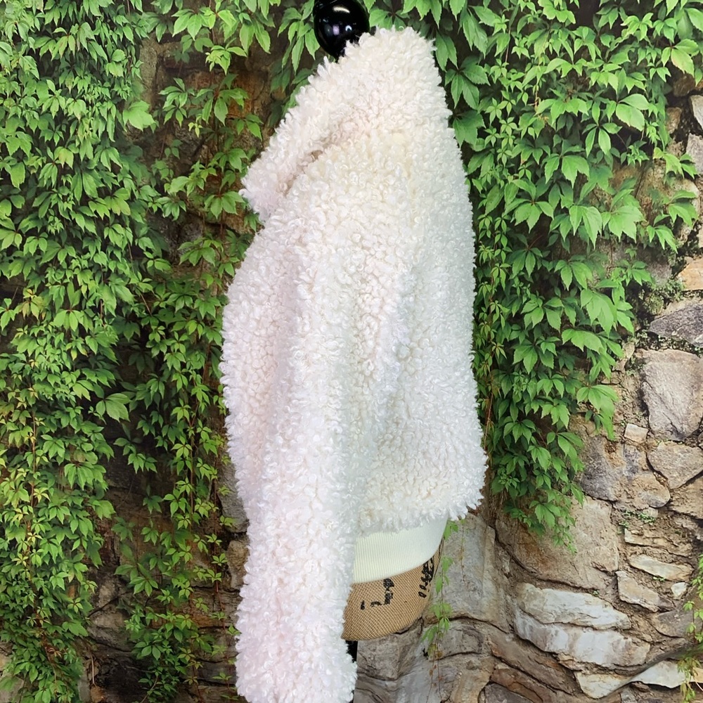 MAJE Plush Off White Blanche Sherpa Style Luxury Bomber Jacket, M - Picture 9 of 16